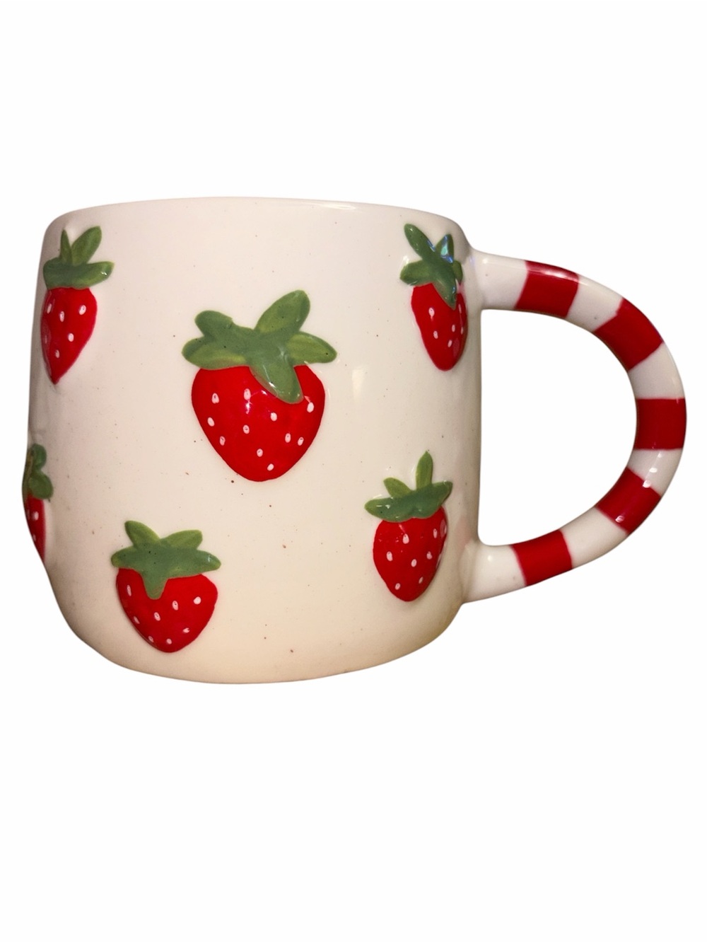 Strawberry Striped Handle Mug 22.1 oz NWT